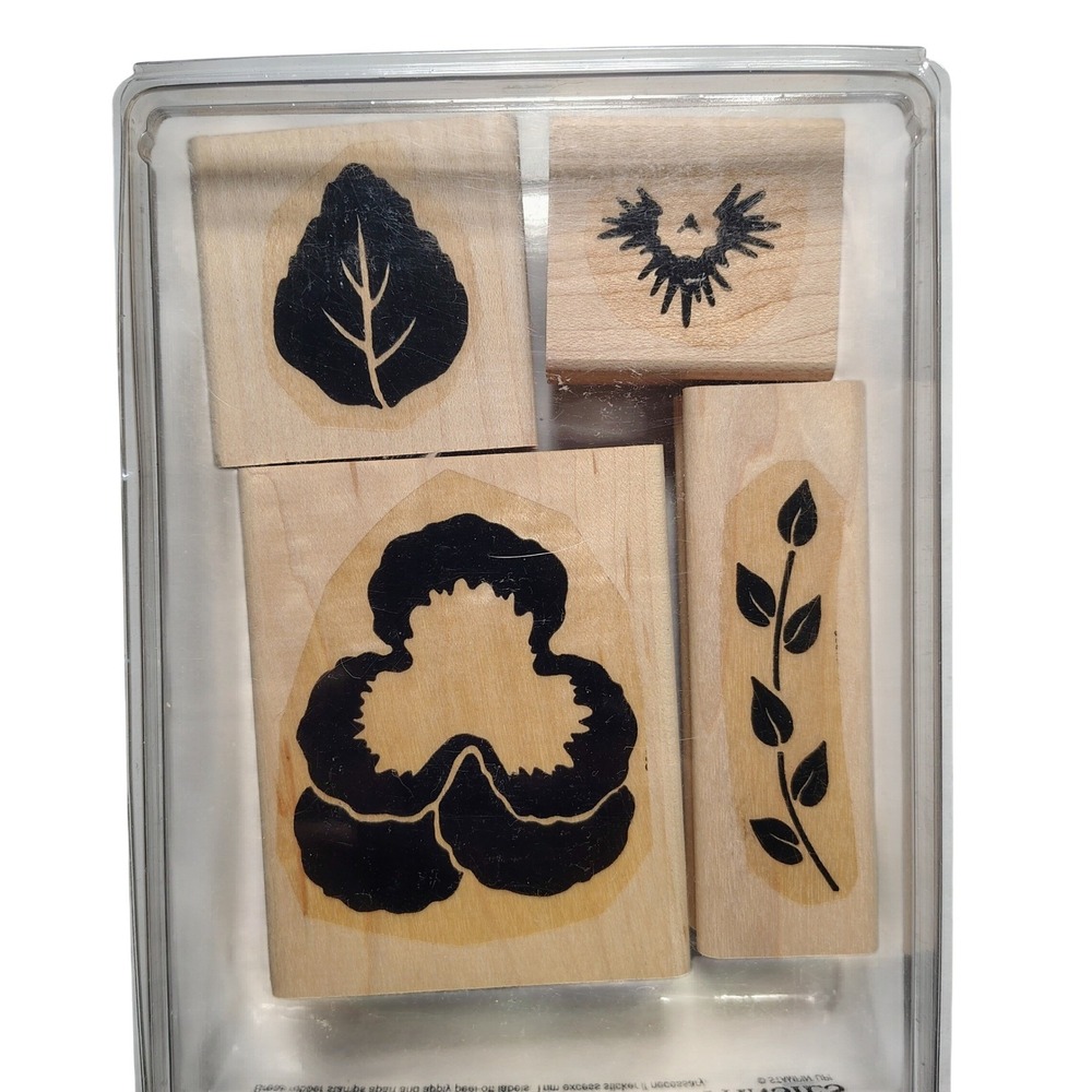 Vintage Stampin Up Wood Stamps Definitely Decorative Pansies 1996 Set‎ 4 Retired